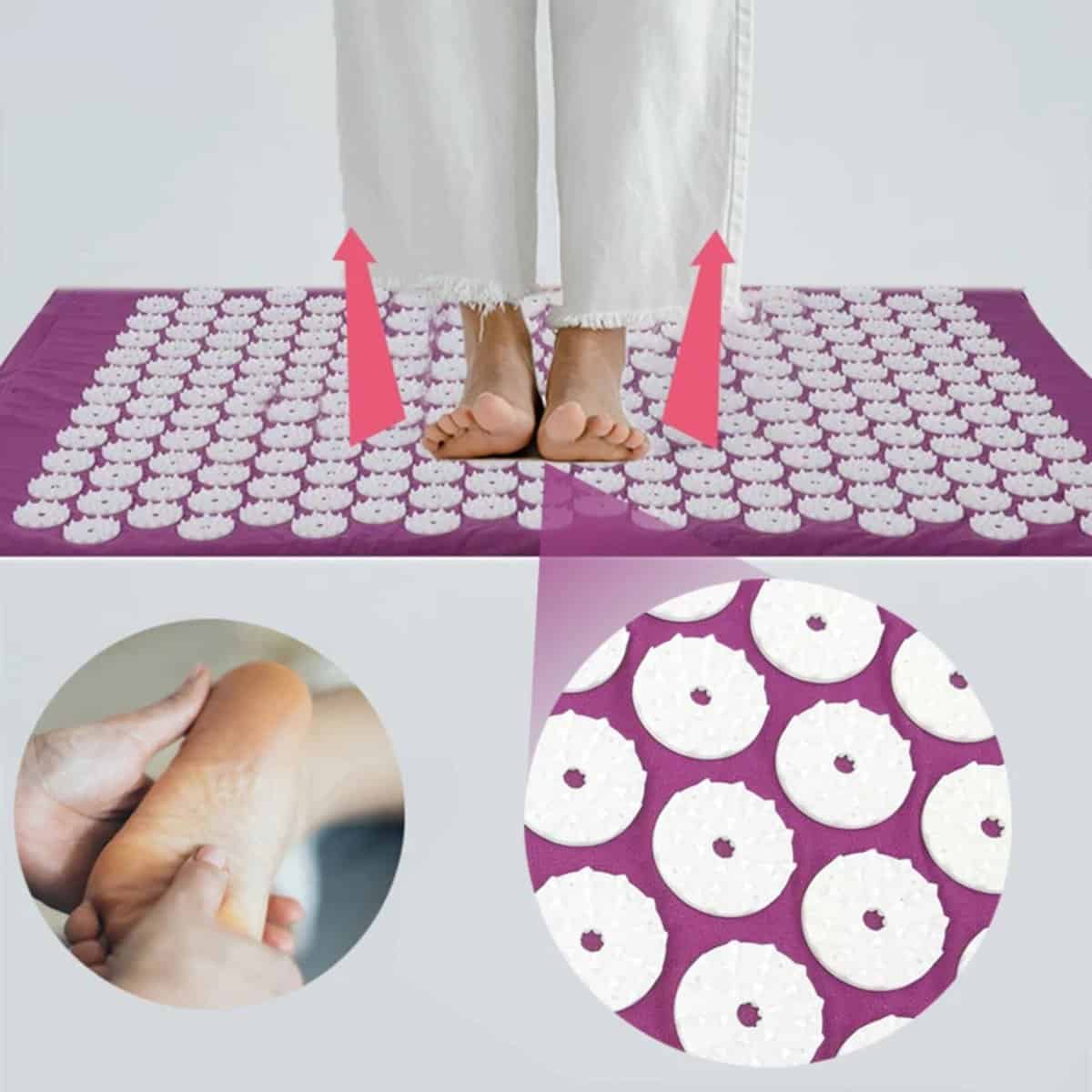 Tapis acupression de massage violet en kit Tapis acupression de massage violet en kit