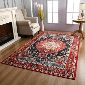 Tapis oriental rectangulaire aux motifs orientaux. Idéal pour habiller salon ou chambre, sa manufacture de qualité vous assurera confort et bien-être.