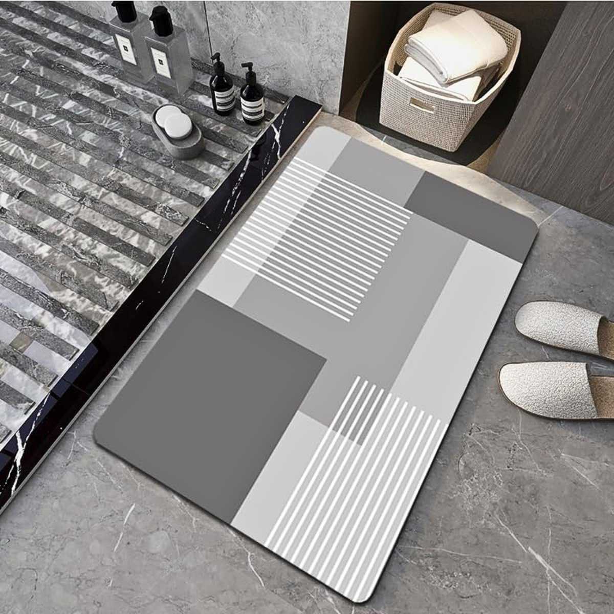Tapis salle de bain avec motifs géométriques Tapis salle de bain avec motifs géométriques