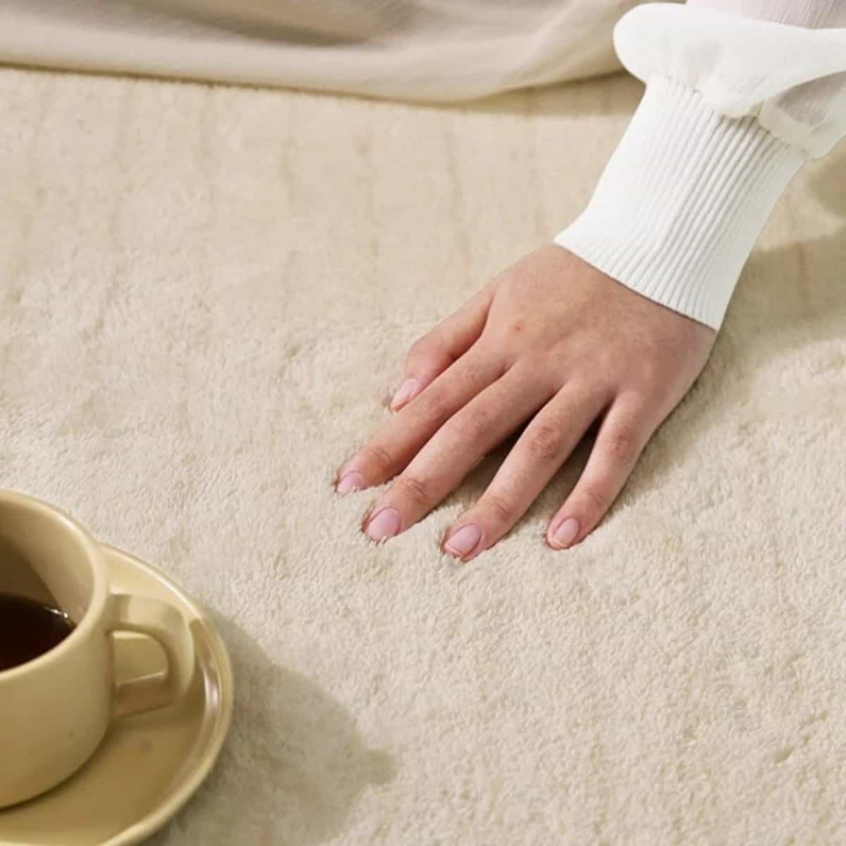 Tapis beige doux et confortable Tapis beige doux et confortable