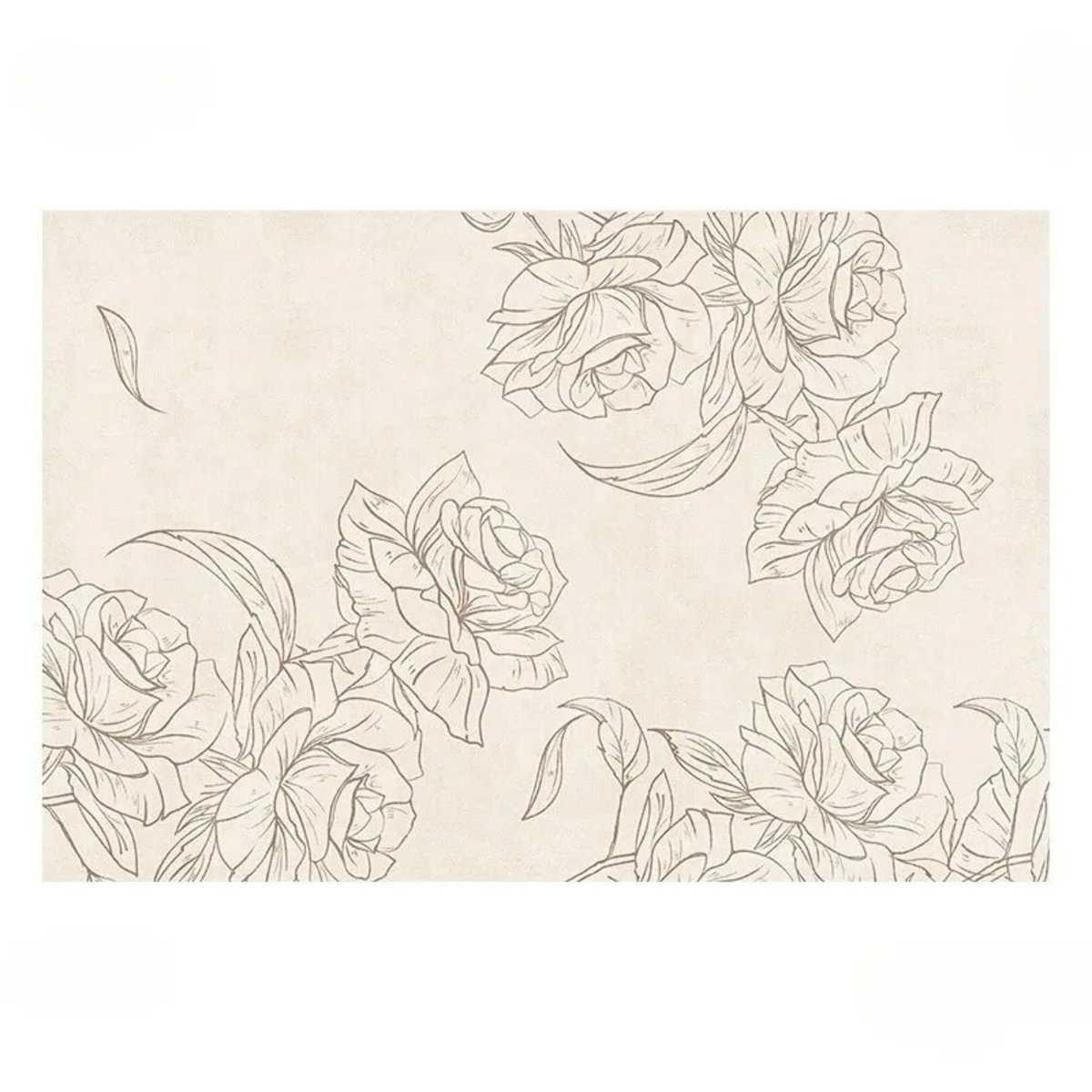 Tapis blanc crème motif floral Tapis blanc crème motif floral