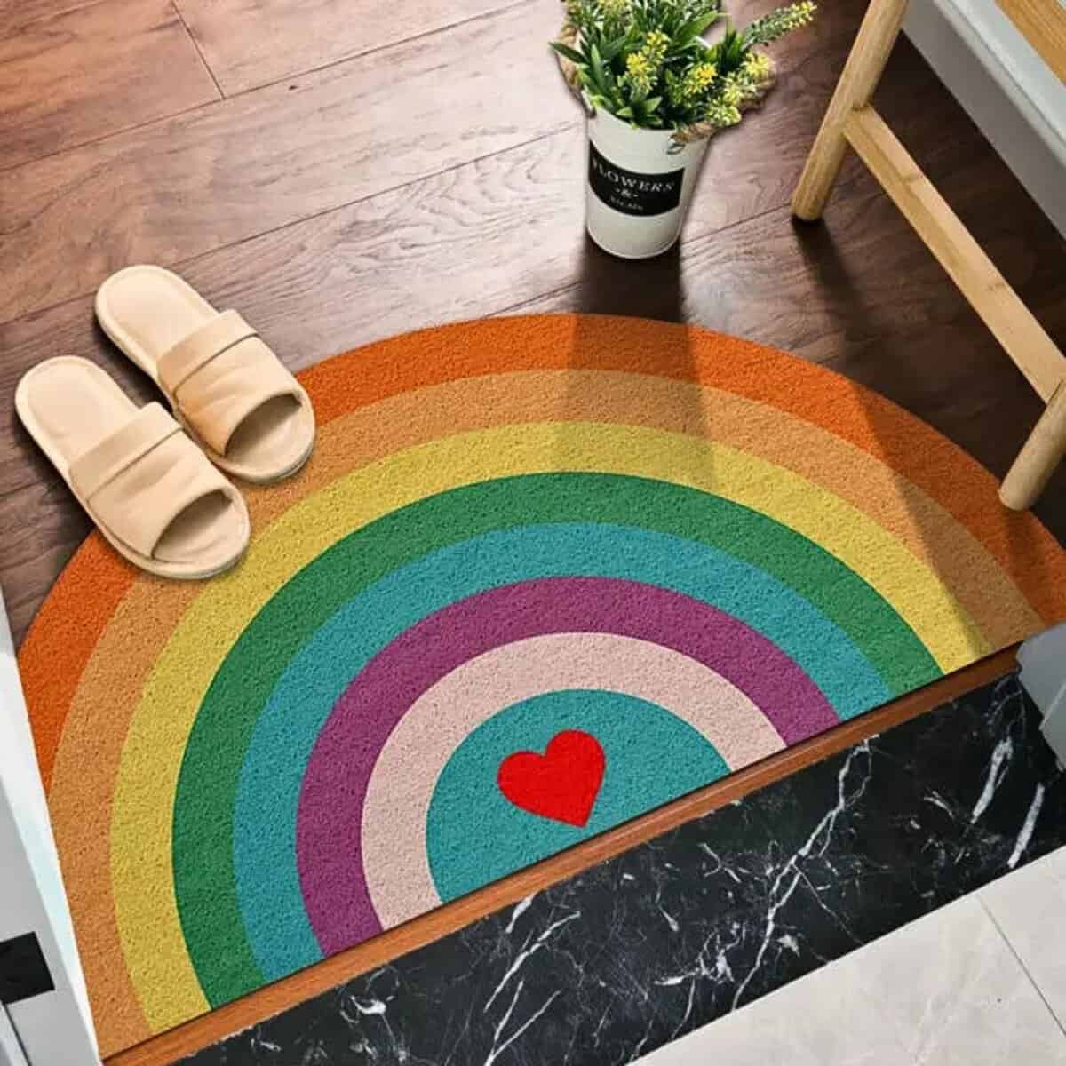 Tapis d'entrée motif arc-en-ciel Tapis d'entrée motif arc-en-ciel. Sécurité renforcée, design coloré, durabilité exceptionnelle. Idéal pour égayer votre entrée.