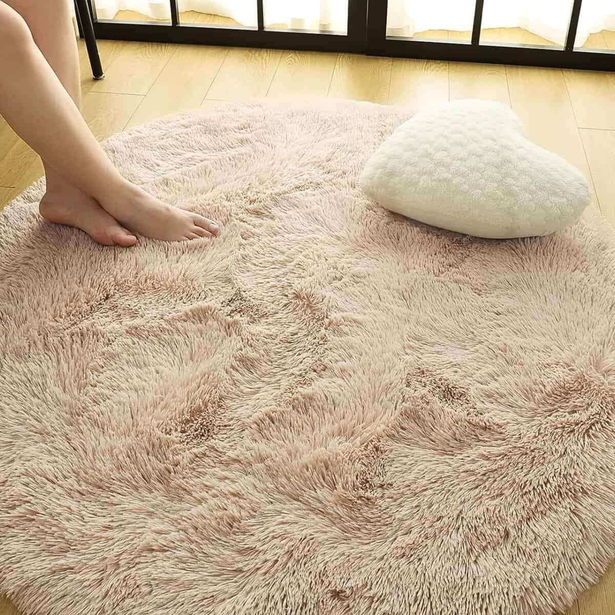 Tapis rond moelleux en peluche Tapis rond moelleux en peluche