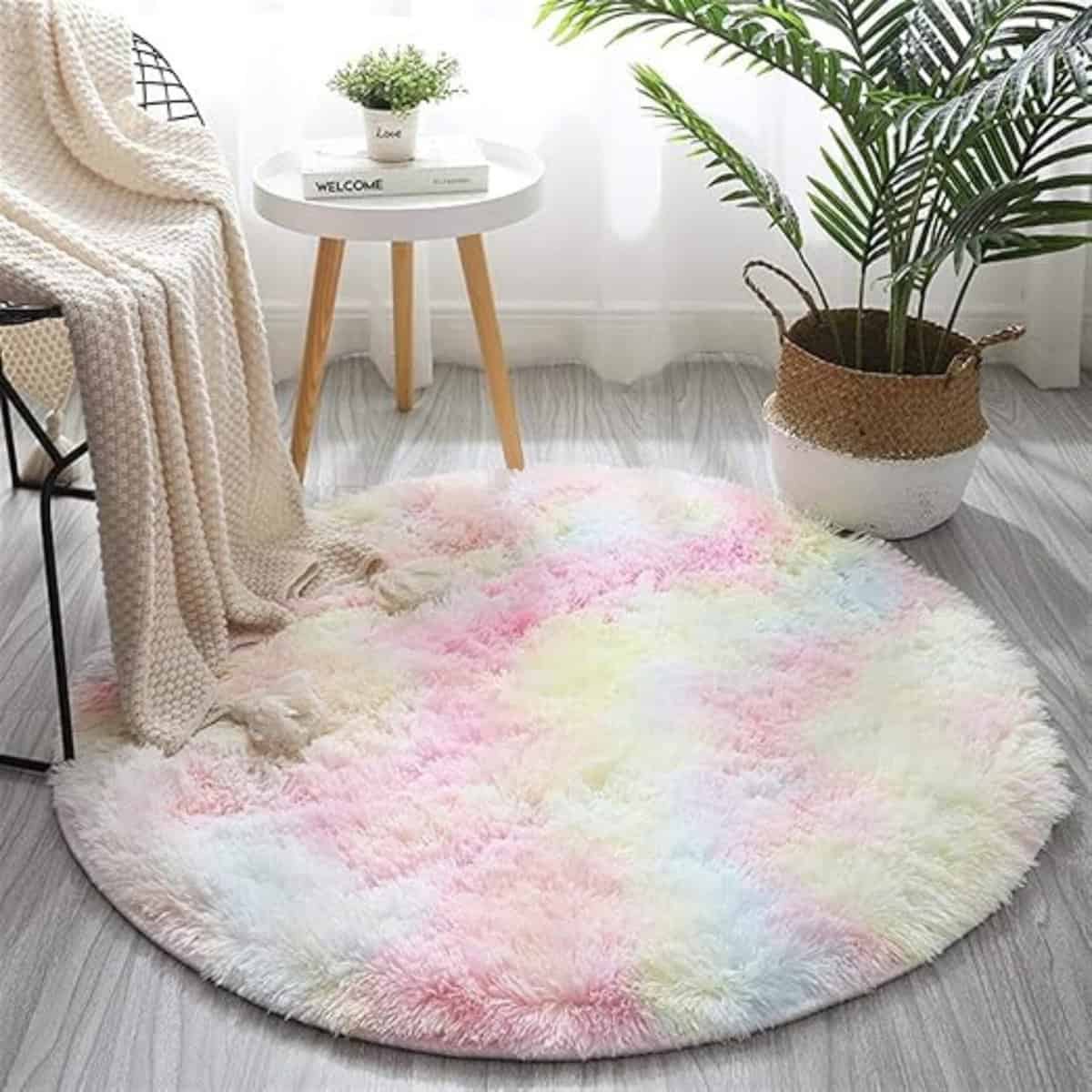 Tapis scandinave rond en fourrure douce Tapis scandinave rond en fourrure douce
