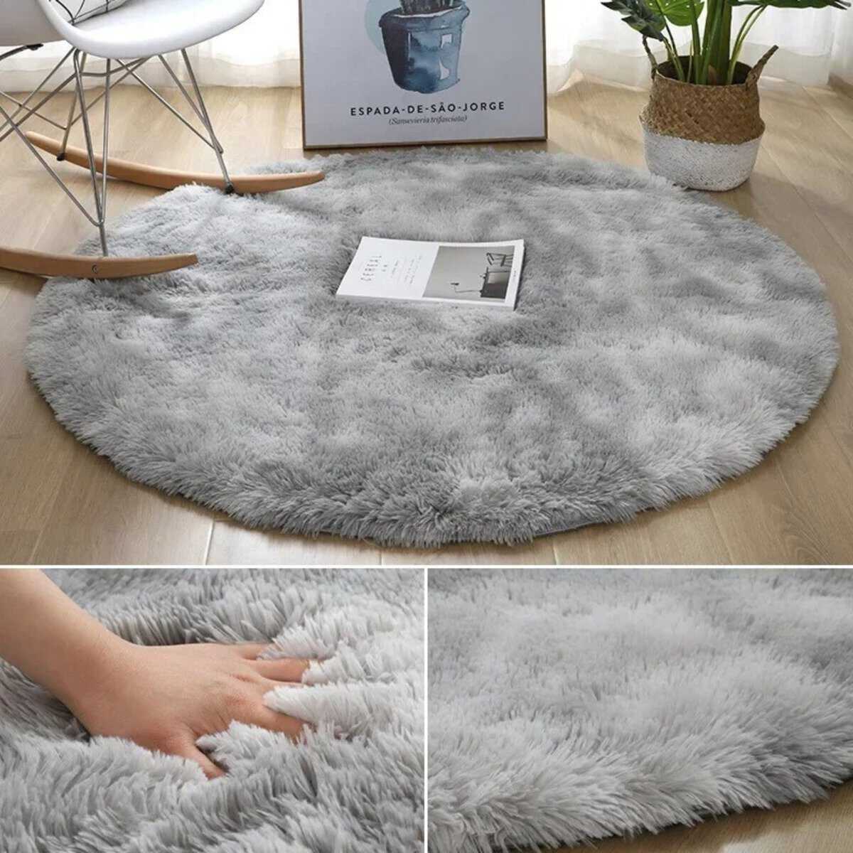 Tapis scandinave rond en fourrure douce Tapis scandinave rond en fourrure douce