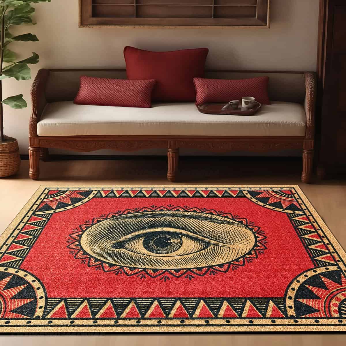 Tapis rouge créatif motif oeil Tapis rouge créatif motif oeil
