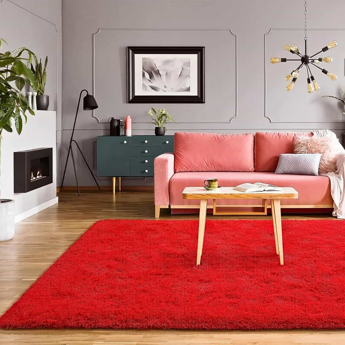 Tapis rouge épais et doux Tapis rouge épais et doux