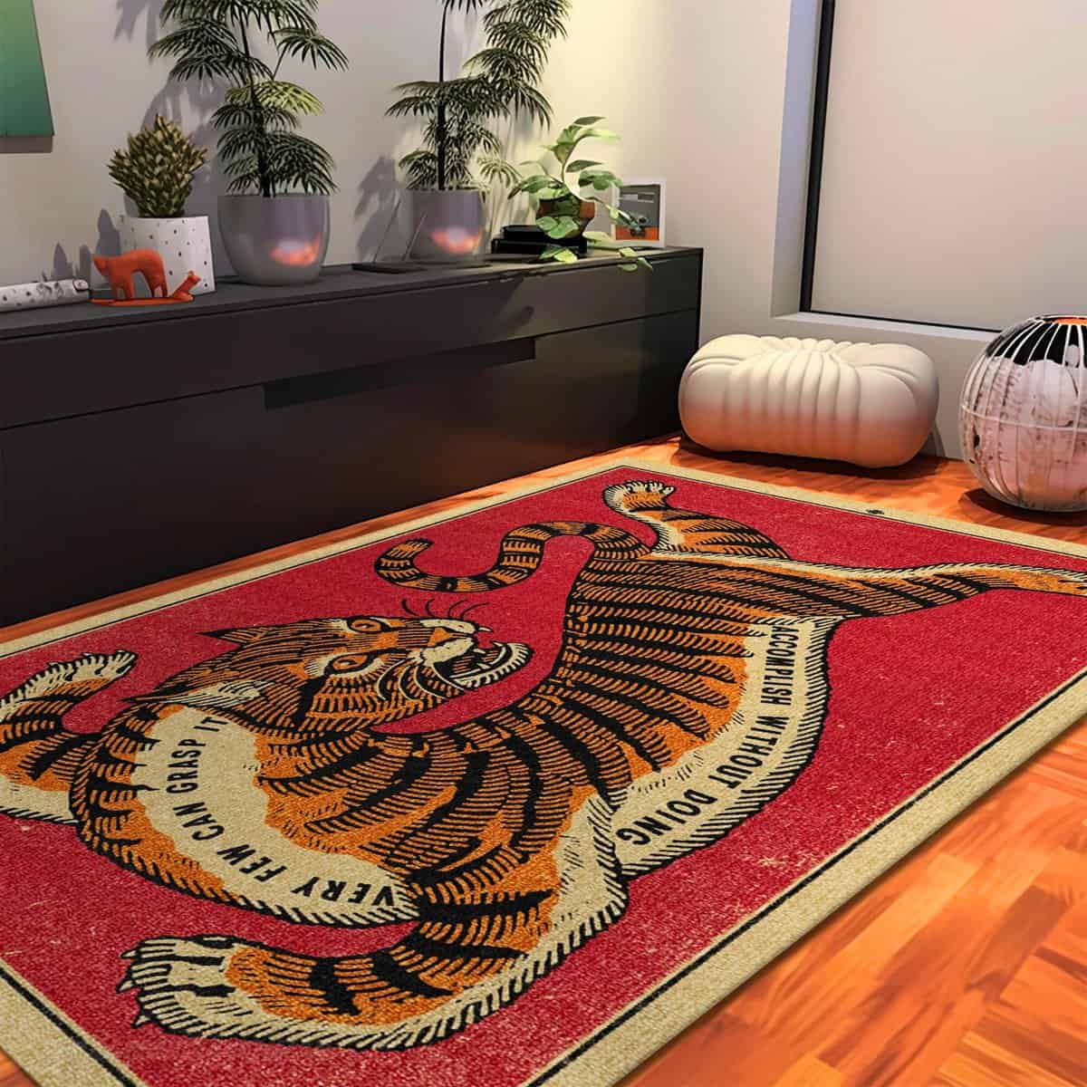 Tapis rouge original motif tigre Tapis rouge original motif tigre