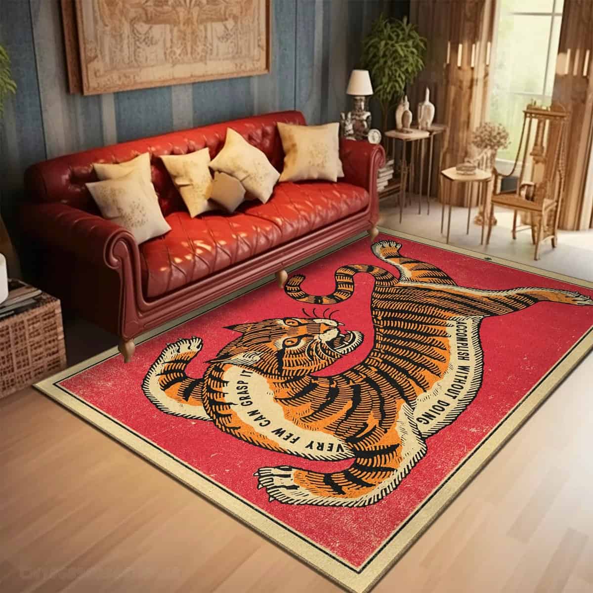 Tapis rouge original motif tigre Tapis rouge original motif tigre