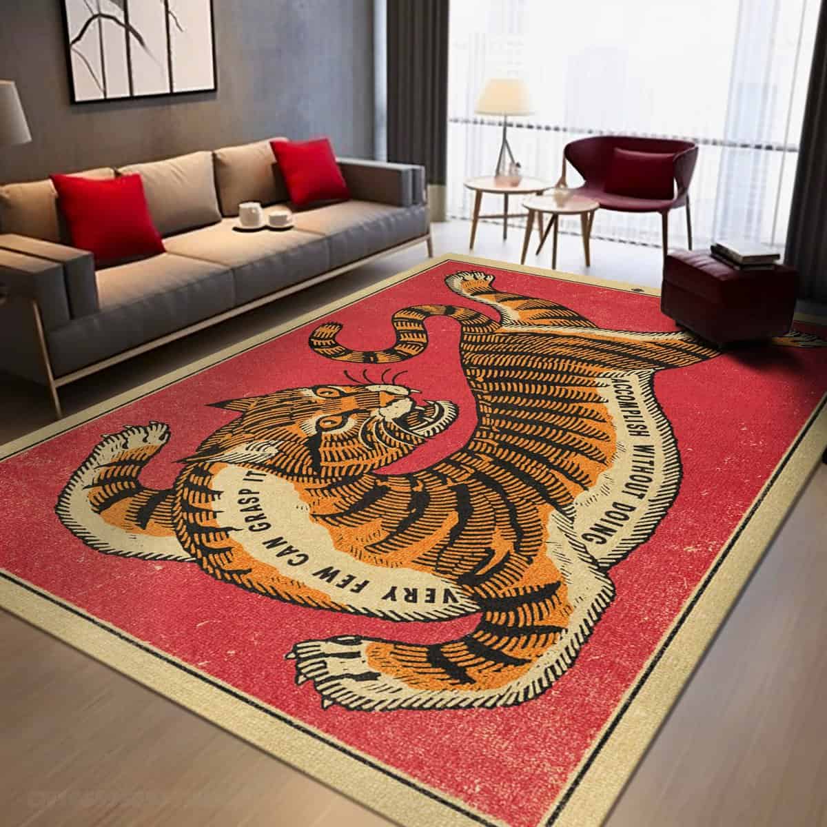 Tapis rouge original motif tigre Tapis rouge original motif tigre